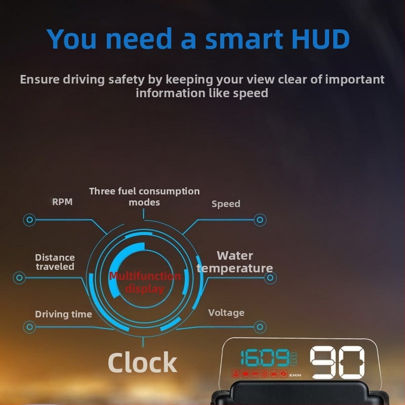 Display head-up pentru mașină C500 – Ecran LED, Rezoluție HD, Intrare OBD2, Compatibilitate universală