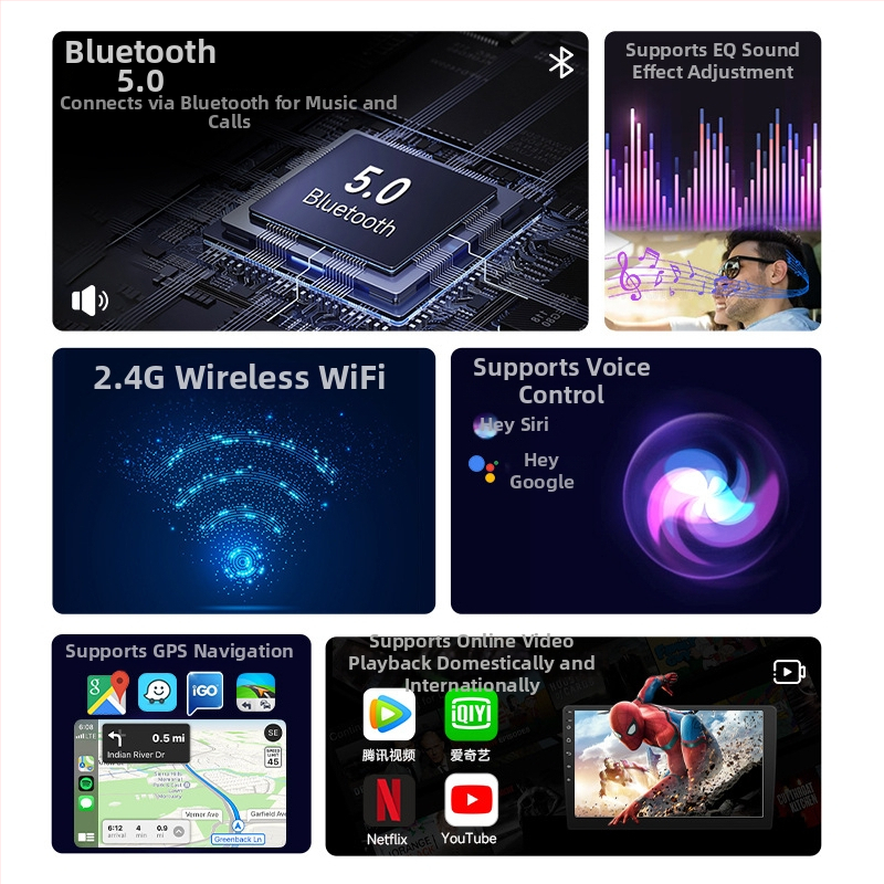 Automobilski navigacijski sustav za središnju konzolu, 8‑jezgreni procesor, IPS zaslon 1280x720, univerzalna kompatibilnost, interna memorija 4+64GB ili 4+128GB, napajanje 12V