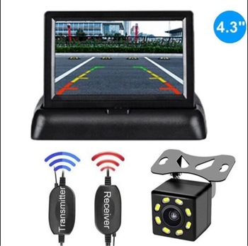 Auto displej so dvojitým AV vstupom a bezdrôtovou cúvacou kamerou, 12V napájanie, HD obrazovka 800×480/480×272, ABS púzdro, model T614