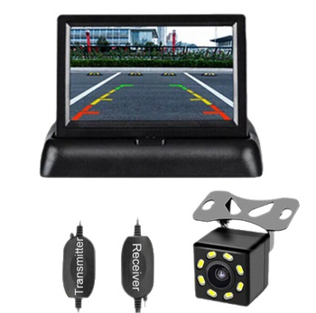 Auto displej so dvojitým AV vstupom a bezdrôtovou cúvacou kamerou, 12V napájanie, HD obrazovka 800×480/480×272, ABS púzdro, model T614