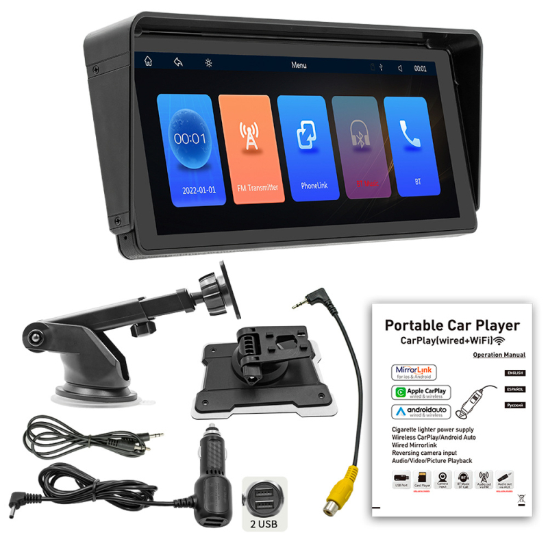 Bežični CarPlay s zaštitom od sunca, 10,26-inčni HD IPS zaslon, Bluetooth MP5 auto player s navigacijom