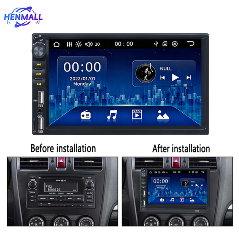 Automobilski MP5 player s dodirnim zaslonom, Bluetooth i Mirror Link — CarPlay opcionalno; Model 7042b; TFT zaslon; Razlučivost 800×480/1024×600; Univerzalna kompatibilnost; Težina 2 kg