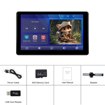 IPS kijelzővel rendelkező fejtámla autómonitor, 1024×600 felbontás, modell ZHP037, támogatja a vezeték nélküli CarPlay-t és az Android Auto-t.