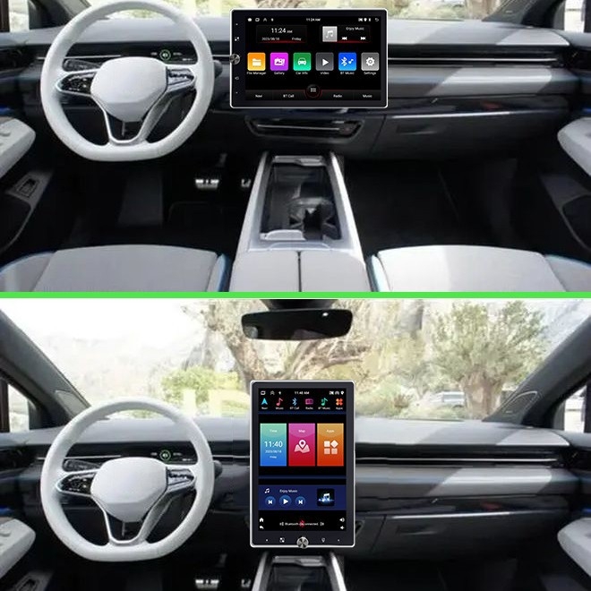 Android automobilski navigacijski sustav od 10,4 inča s motorno rotirajućim zaslonom, horizontalni/portretni način, CarPlay i stražnja kamera