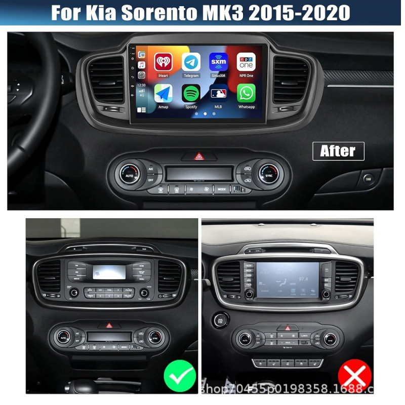 Android 9-inčni zaslon za Kia Sorento (2014–2017) – 12V, 4x45W, kompatibilan s automatskim mjenjačem, mogućnost prilagodbe, 1-godišnje jamstvo