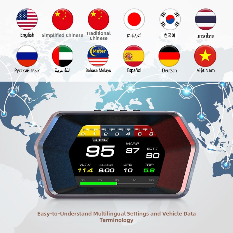 P17-2024 HUD LCD zaslon za automobil, OBD2+GPS ulaz, HD zaslon 3,5 inča