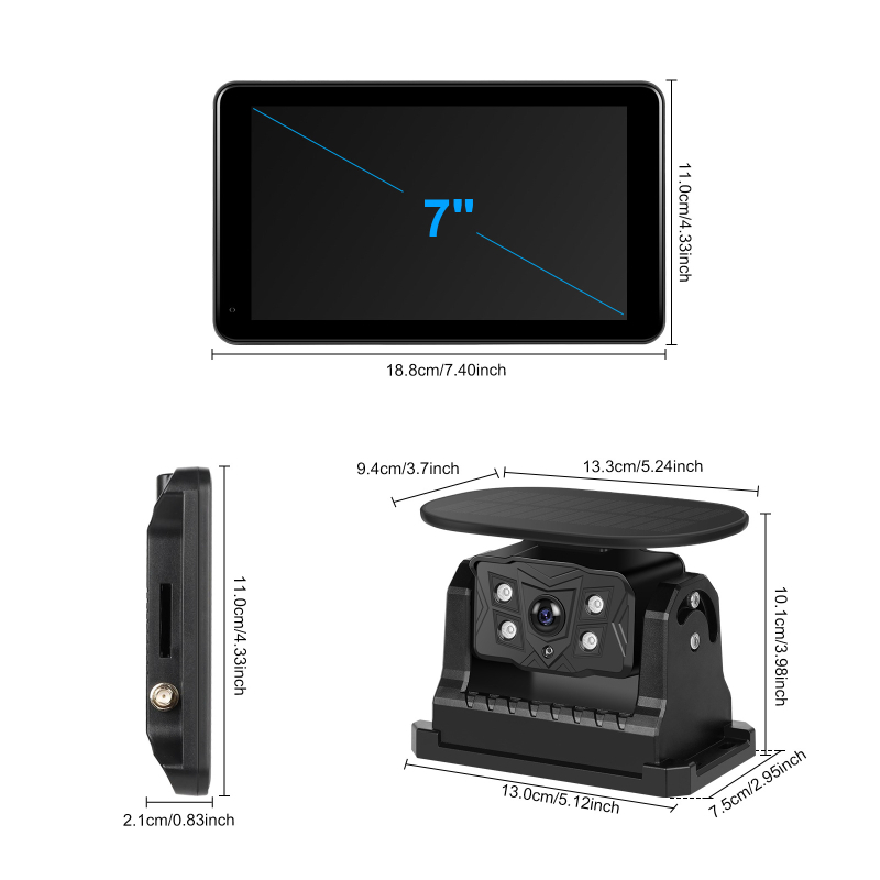 Automobilski monitor za vožnju unatrag - IPS HD zaslon, bežični Wi-Fi, AHD ulaz, PAL/NTSC, model BSSW7