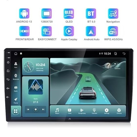 Dingwei T100 Android glavna automobilna jedinica s GPS navigacijom i CarPlayem, 12V napajanje, kapacitivni dodirni zaslon, universalna kompatibilnost