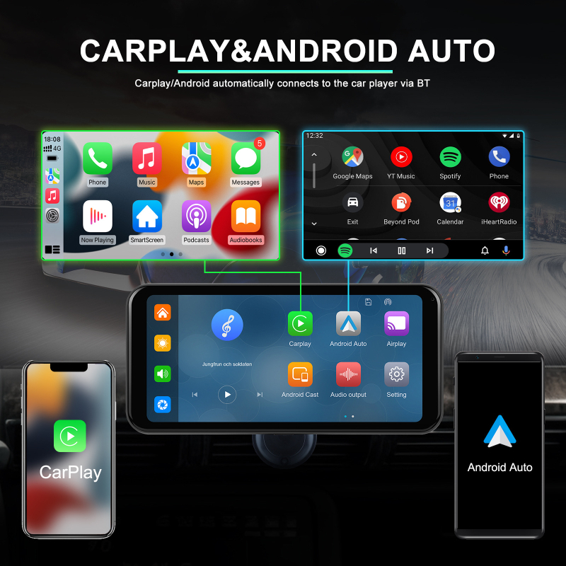 6,25-inčni auto zaslon s CarPlay, Android Auto i AirPlay, zrcaljenje zaslona, držač za ventilaciju