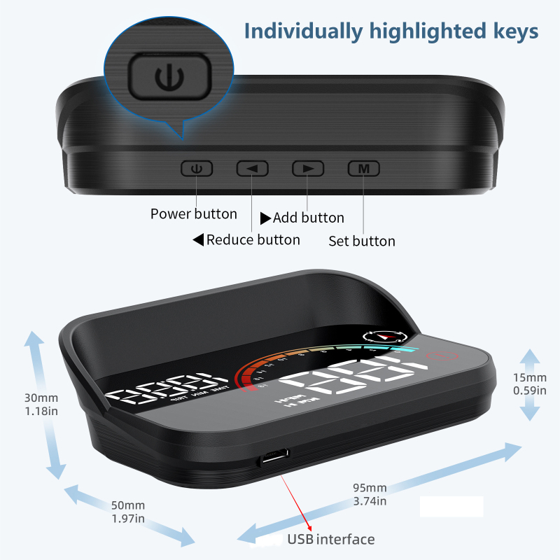 HUD prikaz za vozila, model M22 GPS verzija, LED zaslon, GPS ulaz, univerzalna kompatibilnost