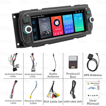 Display navigațional cu CarPlay wireless pentru Chrysler Grand Voyager (2000–2010), ecran tactil, alimentare 12–14.4V, 60W×4