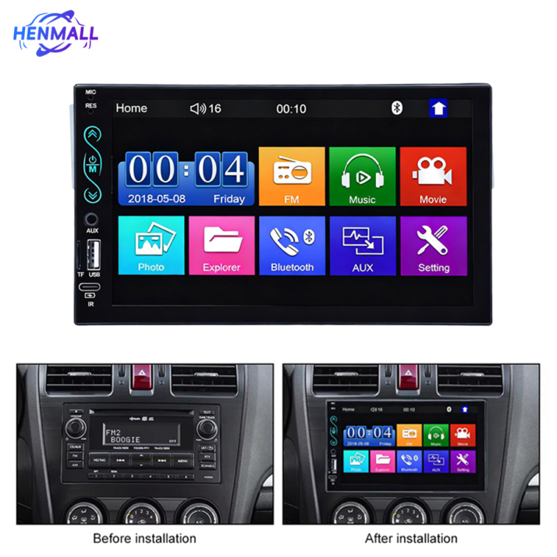 MP5 Automobilski navigacijski zaslon s dodirnim zaslonom, Bluetooth, Mirror Link, CarPlay opcionalno — Model 7022b, TFT zaslon, rezolucija 800x480/1024x600