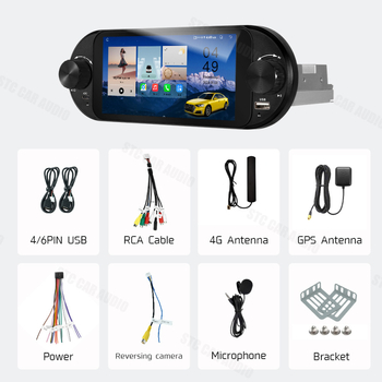6-inčni CarPlay GPS navigator All-in-One s HD zaslonom 720x1440, opcije memorije: 2GB+32GB, 2GB+64GB ili 4GB+64GB, napajanje 12V, 4x45W, 2.5D kaljeno staklo