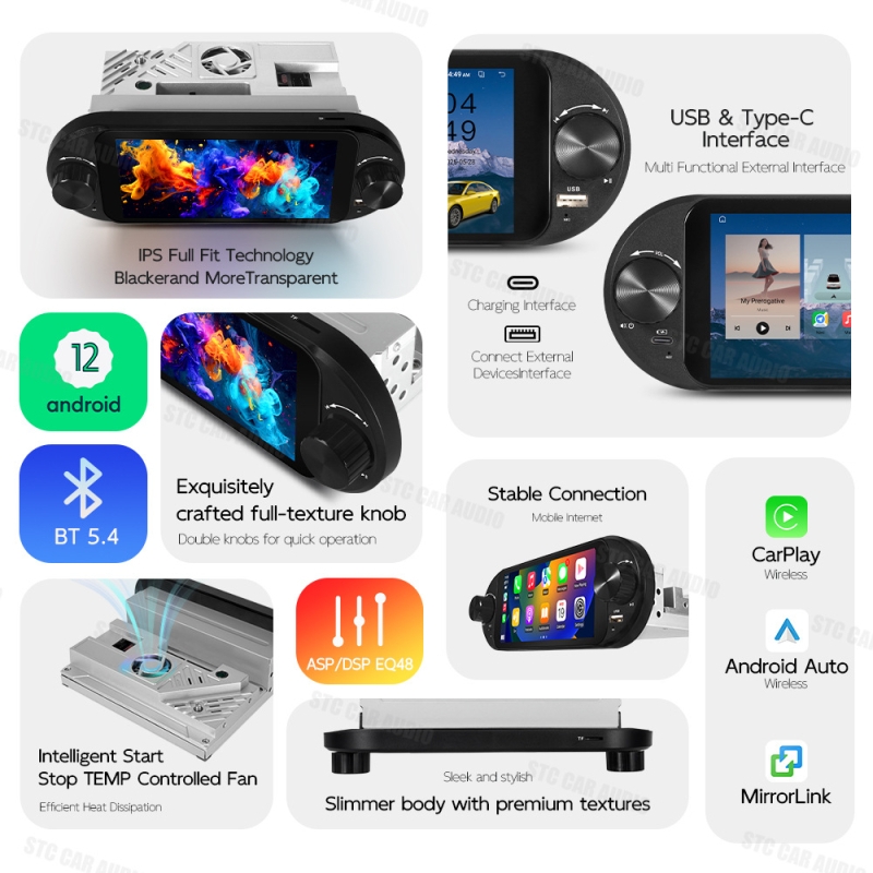 6-inčni CarPlay GPS navigator All-in-One s HD zaslonom 720x1440, opcije memorije: 2GB+32GB, 2GB+64GB ili 4GB+64GB, napajanje 12V, 4x45W, 2.5D kaljeno staklo