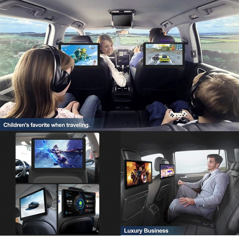 Οθόνη προσκέφαλου αυτοκινήτου με IPS LCD, Android, plug-in headrest display, ανάλυση 1280x740