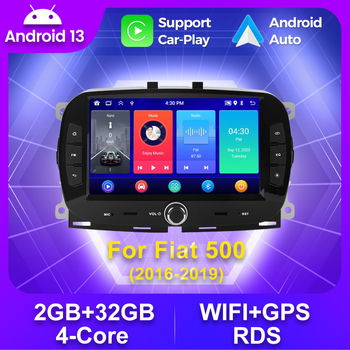 7-inčni Android navigacijski sustav za Fiat 500 (2016–2019) s IPS kapacitivnim dodirnim zaslonom, CAN bus