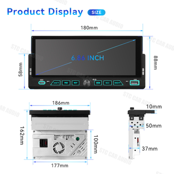 CarPlay All-in-One navigacijski sustav u jednom DIN kućištu s tipkama, GPS, napajanje 12V, 4×45W izlaz, memorija 2G+32G ili 4G+64G, 2.5D kaljeno zaslon