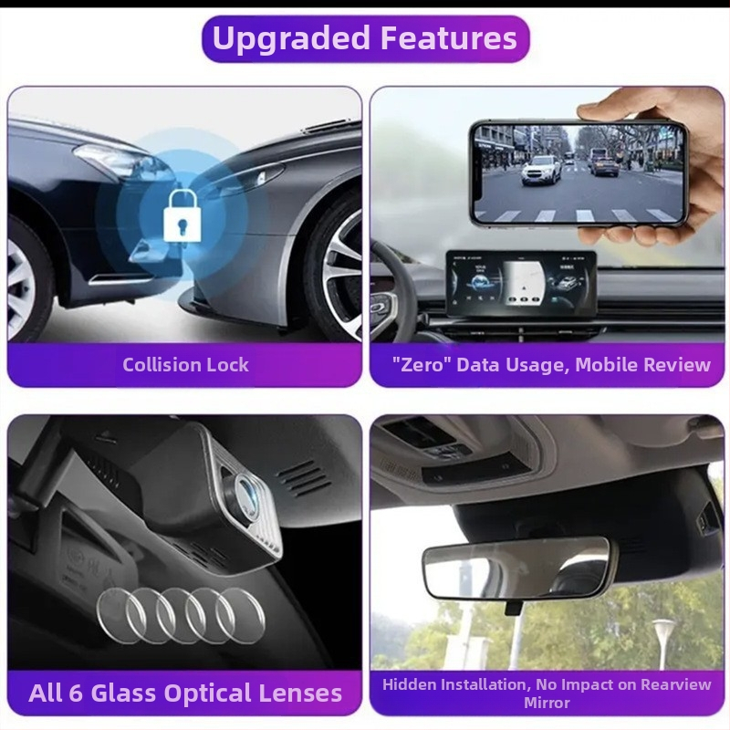 Automobilska kamera 1080p, 170°, TF kartica, kružno snimanje, dvostruko snimanje prednje i stražnje