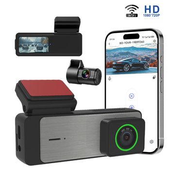 Y8 kettős lencsés dash cam, 140° látószög, hurkolt felvétel, támogatás TF kártya 64GB-ig, USB adatátvitel, első és hátsó rögzítés