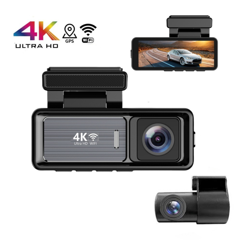 Cameră auto 4K cu înregistrare duală față-spate, viziune nocturnă, WiFi, unghi de vizualizare 170°