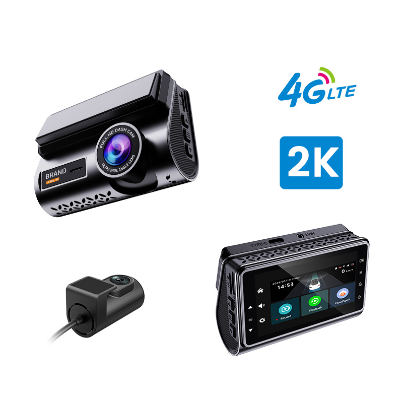 4G Android automobilni DVR s dvostrukim snimanjem (prednja i stražnja), 1440P, 170° širok ugao, ciklično snimanje, podrška TF kartici
