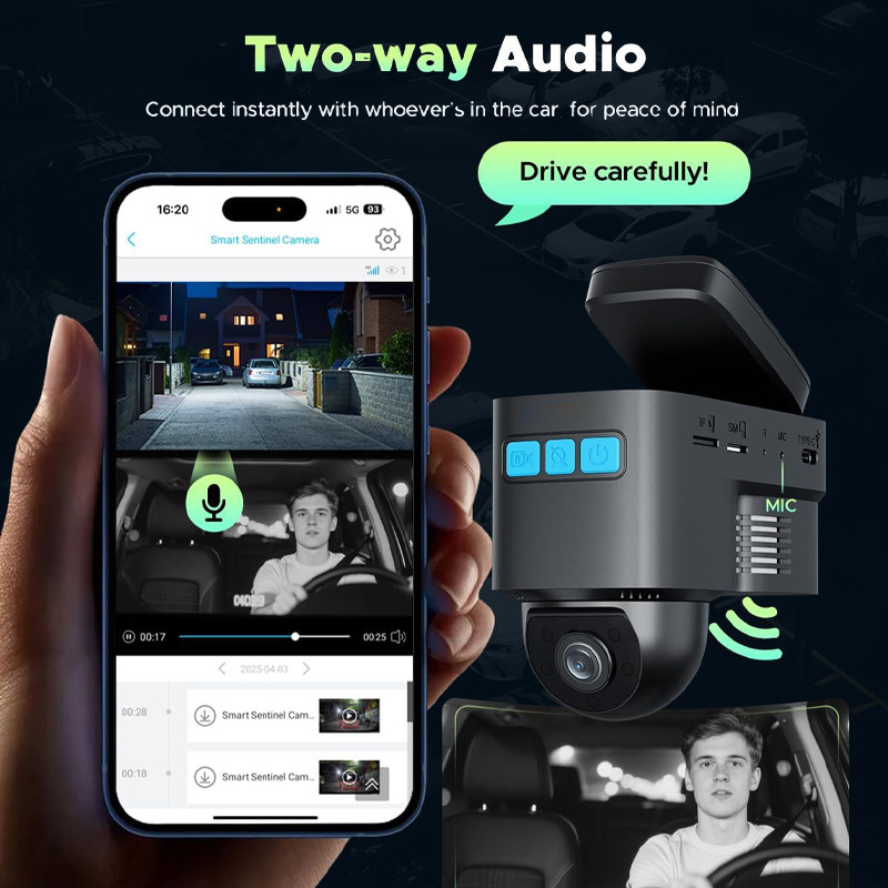 4G dash cam s daljinskim praćenjem u stvarnom vremenu, dvostruka leća, 140° kut gledanja, cloud pohrana