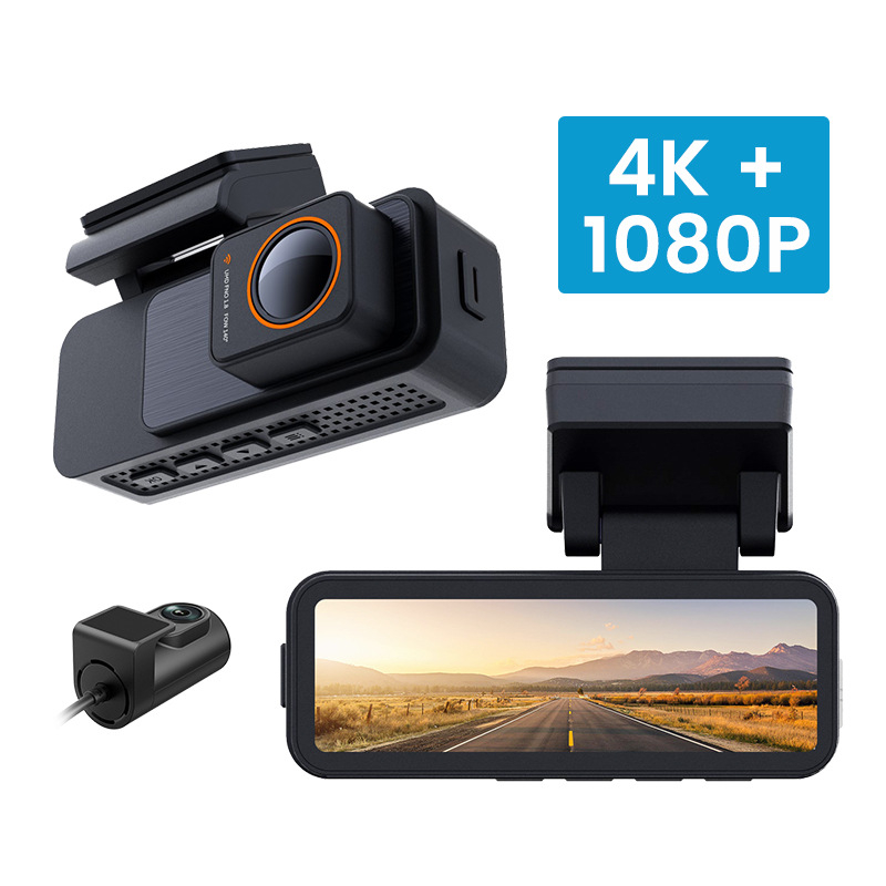 Dash Cam s prednjim i stražnjim dvostrukim objektivom, 4K ultra jasna slika, Starlight noćni vid, WiFi, 140° vidno ugao, 3.0-inch LCD, ciklički zapis