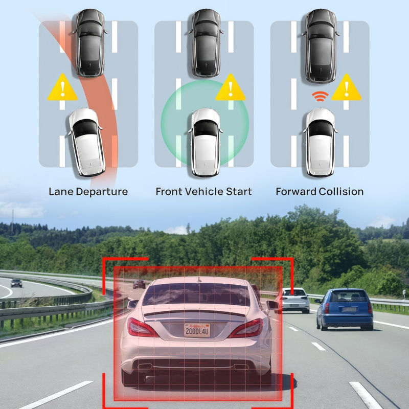 4K 3-inčna dash kamera s dvostrukim objektivom, prednja i stražnja snimka, Wi-Fi, GPS, ugrađeni retrovizor