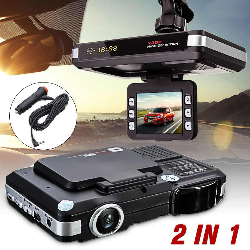 Radar-detektor i dash cam 2-u-1 s 1080p, 140° širokokutni, 4-inčni zaslon, podpora radara, ciklično snimanje do 32 GB