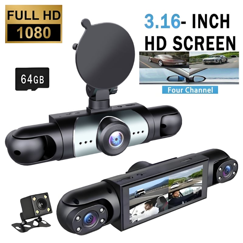 Četverokamerni auto dash cam 1080p s prednjom, lijevom, desnom i stražnjom kamerom te prikazom za parkiranje unatrag