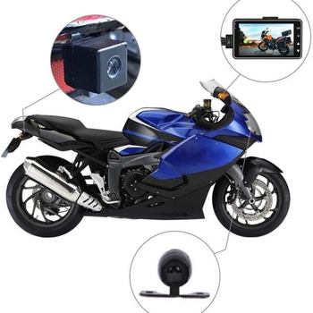 Dvodijelni moto DVR s prednjom i stražnjom kamerom, 720p, 3,0-inčni zaslon, 140° kut gledanja, USB 2.0, TF karta