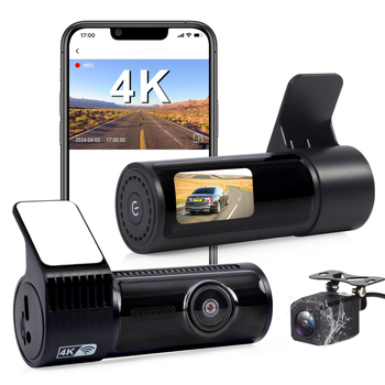Kamera za automobil s dvostrukim objektivom i WiFi-jem, 2160P prednja i stražnja snimka, 170° široki kut, noćni vid