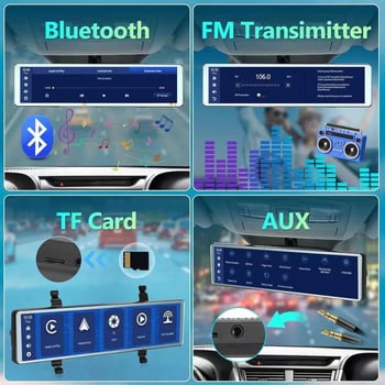 12-inčni automobilni dash cam s dvostrukom lećom, 4K + 1080p, GPS, Wi-Fi