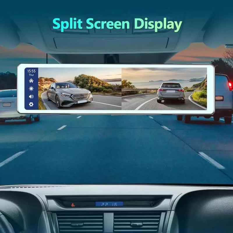 12-inčni automobilni dash cam s dvostrukom lećom, 4K + 1080p, GPS, Wi-Fi