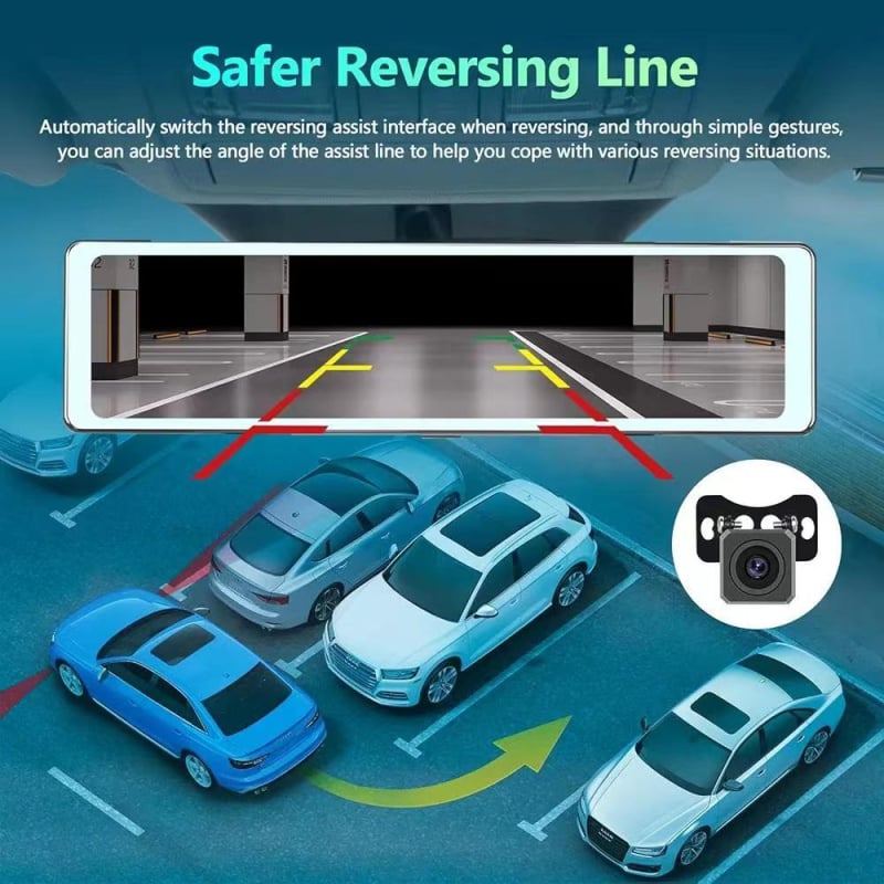 12-inčni automobilni dash cam s dvostrukom lećom, 4K + 1080p, GPS, Wi-Fi
