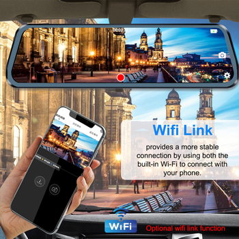 10-inčni dash cam s dodirnim zaslonom, dvostrukim objektivom, GPS-om i slikom stražnjeg pogleda