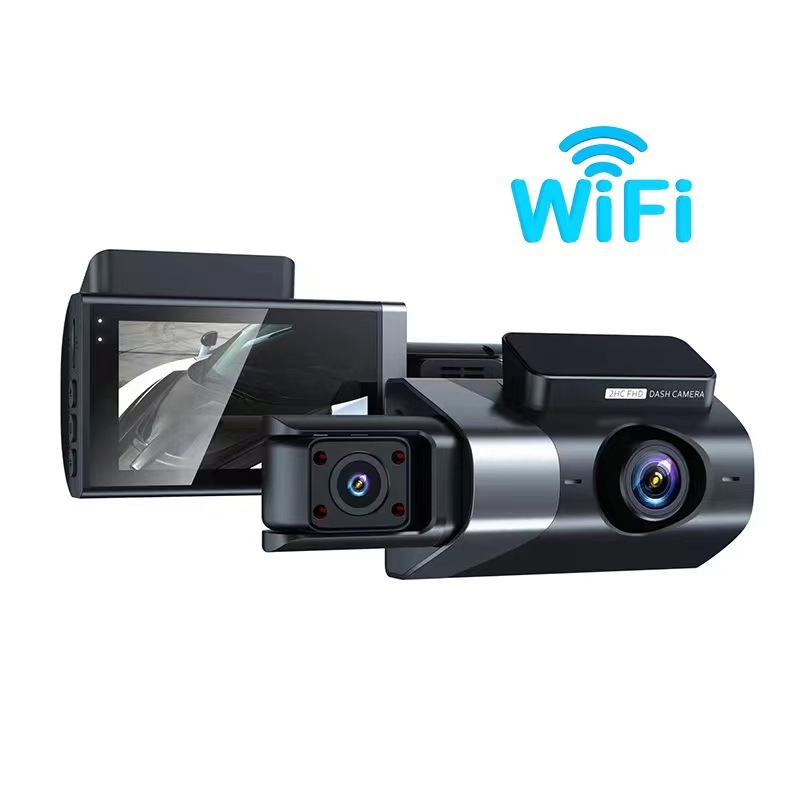 Kamere za vožnju s tri leće, Ultra HD noćni način, prednja, unutarnja i stražnja slika, Wi-Fi, 3-inčni zaslon