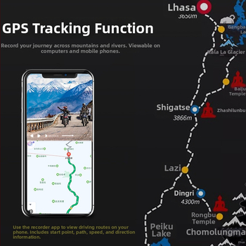 Dash cam pre motocykel so dvomi objektívmi, predná a zadná kamera, 1080p, 120° zorný uhol, Wi-Fi, 3.0-palcový displej