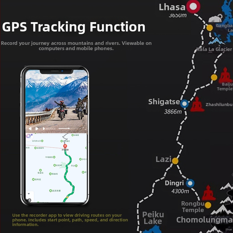 Dash cam pre motocykel so dvomi objektívmi, predná a zadná kamera, 1080p, 120° zorný uhol, Wi-Fi, 3.0-palcový displej