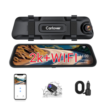 Dash cam s dvostrukom kamerom, 140° kut gledanja, 1440P video, 4MP fotografije, Wi‑Fi, cikličko snimanje, nadzor parkiranja, pomoć pri promjeni trake, upozorenje na sudar s vozilom ispred, poboljšano noćno vida