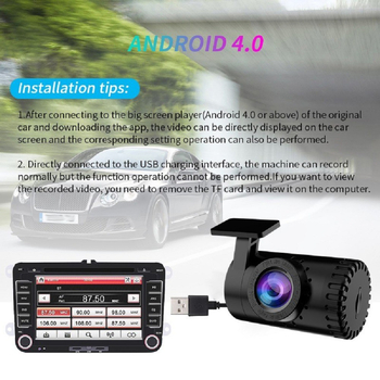 Android autós dash cam ADAS-szal, 140° látószög, 8 MP fénykép, 720p videó, ciklusos felvétel