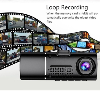 Autóba szánt dash kamera dupla felvétellel elöl és belül, éjszakai látás, 1,5 Hüvelykes kijelző, 1080p, 140°-os látószög