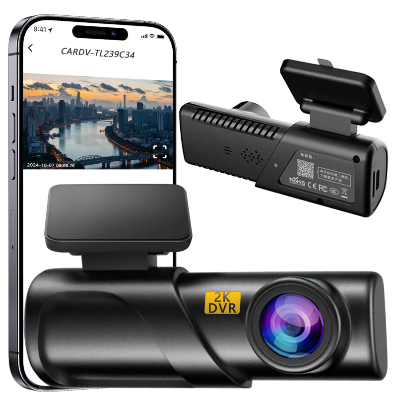 HD Wi‑Fi dash cam s skrivenom kamerom, 1080p, 160° širokokutni pogled, univerzalna kompatibilnost, ugradnja na vjetrobran