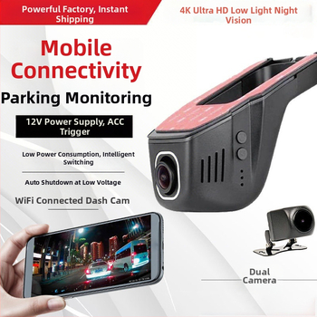 4K skrivena automobilna kamera s Wi‑Fi i povezivanjem na telefon, napajanje ACC/USB, jednokanalsko ili dvokanalsko snimanje