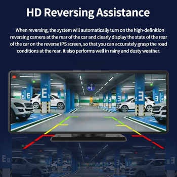 Android dash cam s 10-inčnim zaslonom osjetljivim na dodir, prednji i stražnji snimak 1080p, 170° kut gledanja, 4G povezivost, GPS navigacija s CarPlay