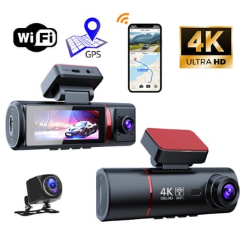 Κάμερα οδήγησης 4K με τρεις φακούς, Wi‑Fi, νυχτερινή όραση, 170° ευρυγώνιος