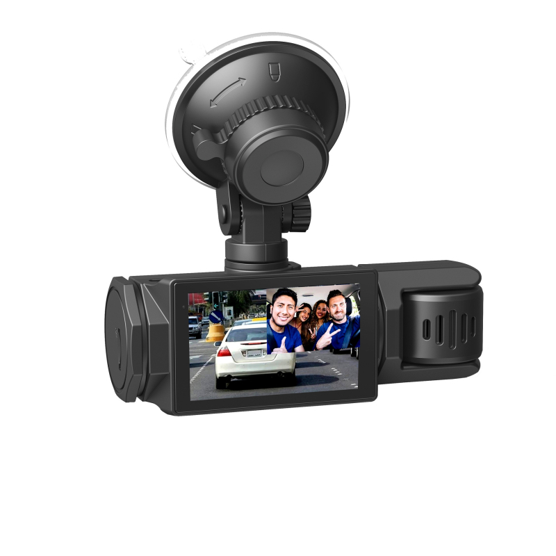 Automobilski DVR s tri objektiva 1080P, prednja i stražnja kamera, Wi‑Fi, 2,0-inčni zaslon