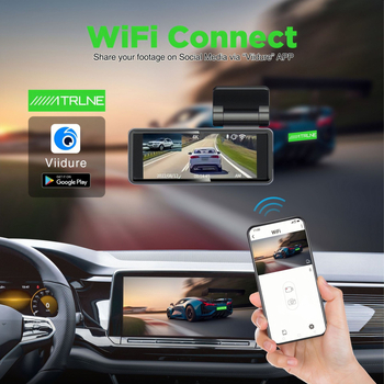 Camera de bord auto 4K, obiectiv dual, unghi 170°, Wi‑Fi, 2160p vedere de noapte