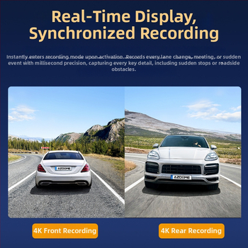 Dualna prednja i stražnja 4K dash cam s Wi-Fi, GPS, noćnim vidom, 256GB memorije, 170° širokog vida