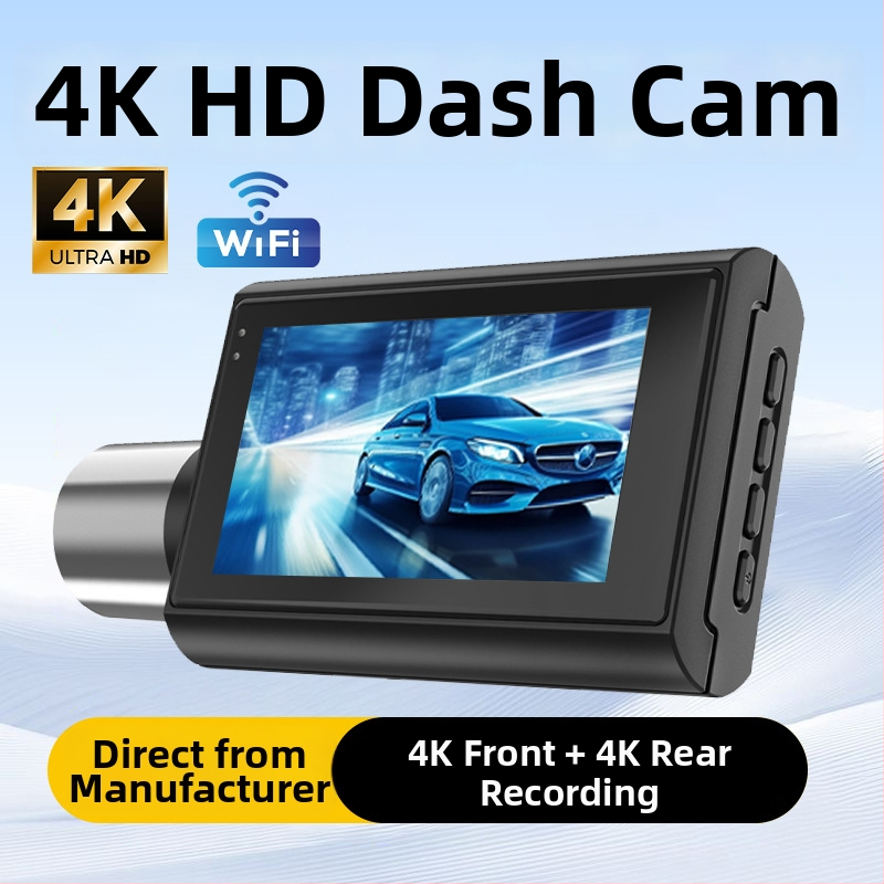 Dualna prednja i stražnja 4K dash cam s Wi-Fi, GPS, noćnim vidom, 256GB memorije, 170° širokog vida